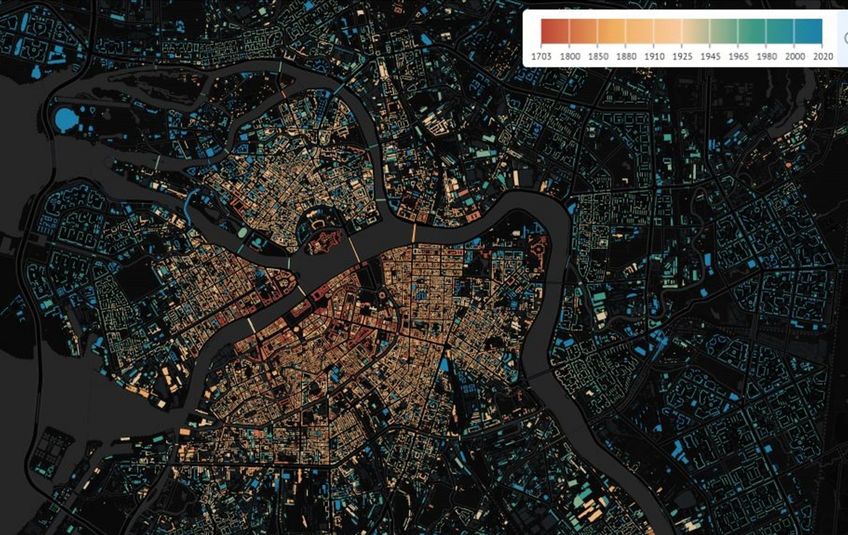 Картограф Никита Славин представил проект, в котором показан возраст различных построек города. Всего на карте отображено более 55 тысяч зданий. Подобные ресурсы существуют у Нью-Йорка, Барселоны и других крупных городов.